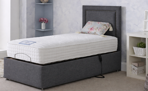 3ft Single Eclipse Adjustable Bed with 24" Hatton Headboard in Graceland Graphite