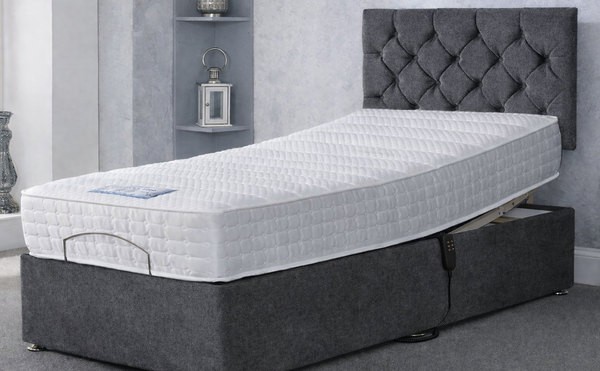 3ft Single Gel-Flex 1000 Electric Adjustable Bed with 24" Hatton Headboard in Graceland Graphite